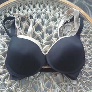 Women's Elegant Black & Tan Bra Size 36DD -Full Coverage